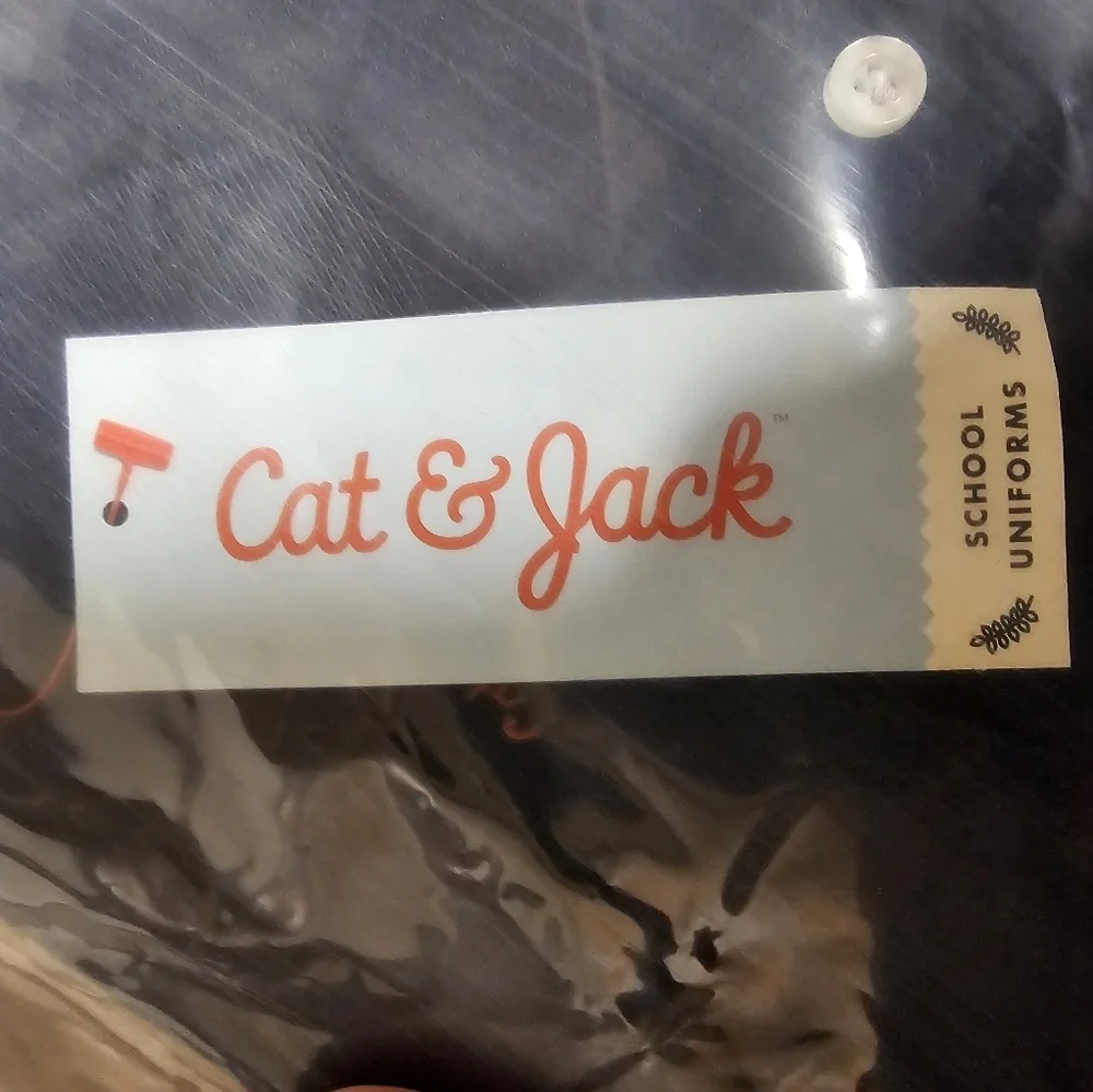 Cat & Jack Bundle (2) Long Sleeve Interlock Uniform Polo Shirt Navy Size 4T